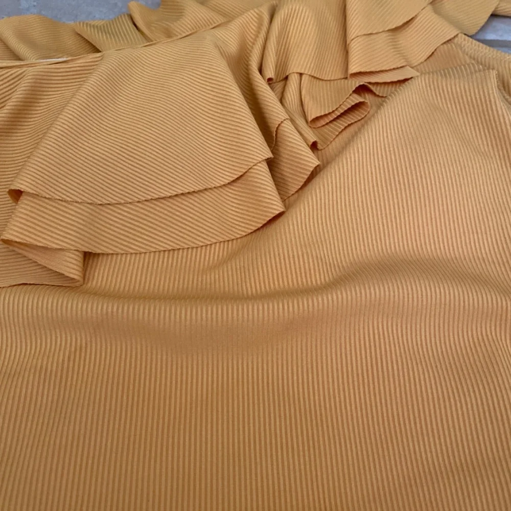 Mustard Yellow One Piece Ribbed Body Ruffle Top - Picture 4 of 4